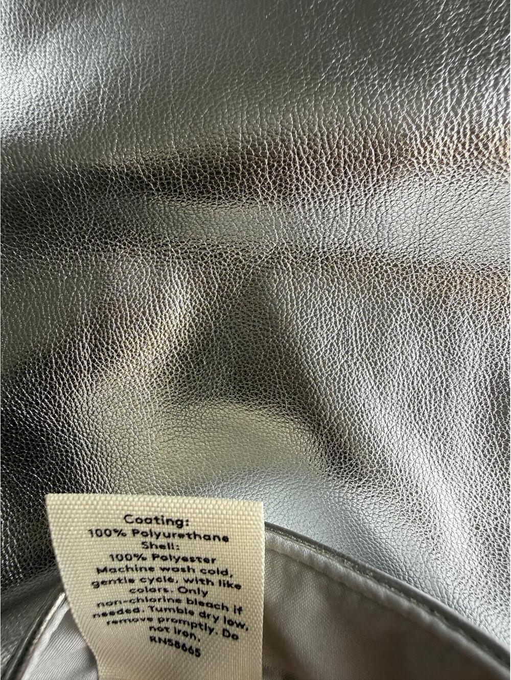Open Edit Silver Metallic Faux Leather Wide Leg Pants Size Small - Picture 4 of 5
